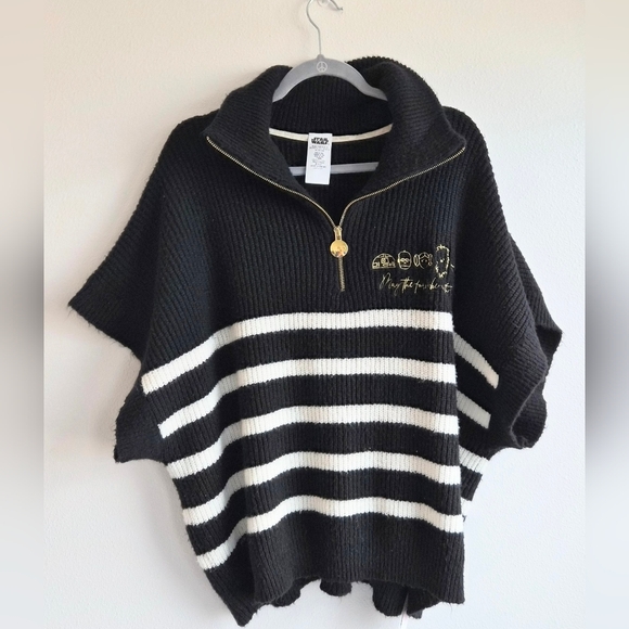 Disney Sweaters - Disney Black and White Striped Turtleneck Sweater